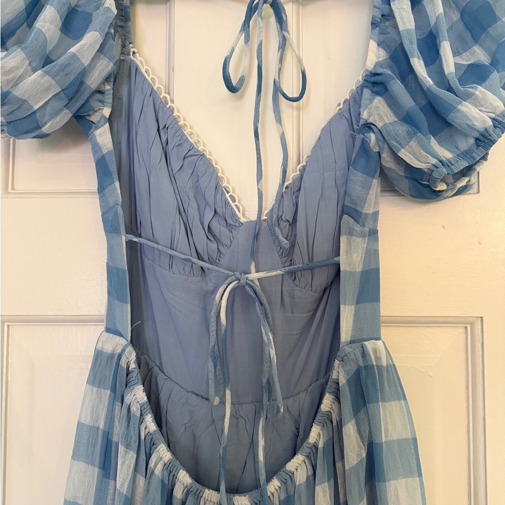 Princess Polly Blue Gingham Midi Dress - Picture 4 of 6